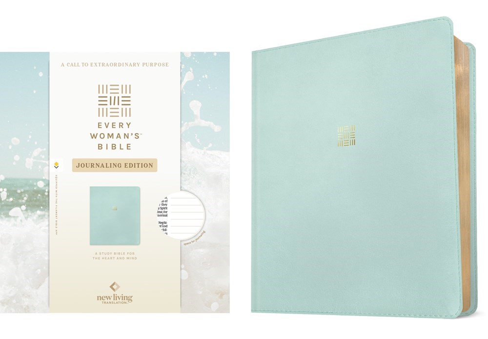 703431 NLT Every Womans Bible, Journaling Edition, Filament Enabled - Rl - Seafoam Blue Leatherlike