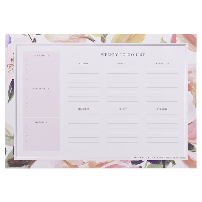 800194 Weekly To-Do List Pad - Thankful Grateful Blessed