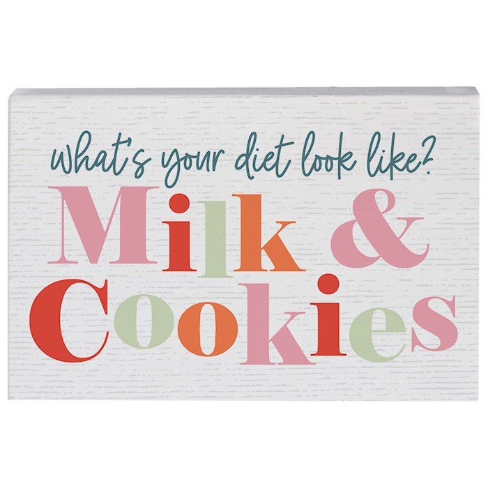 817723 Whats Your Diet Look Like Milk & Cookies Small Talk Rectangle Wall Decor - 5.25 x 3.5 in.