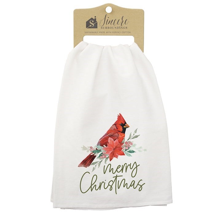 817734 Merry Christmas Cardinal Tea Towel - 29 x 29 in.
