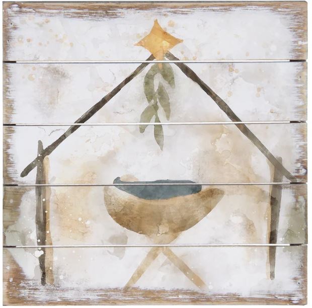 825643 Watercolor Manger Pallet Art - 8 x 8 in.