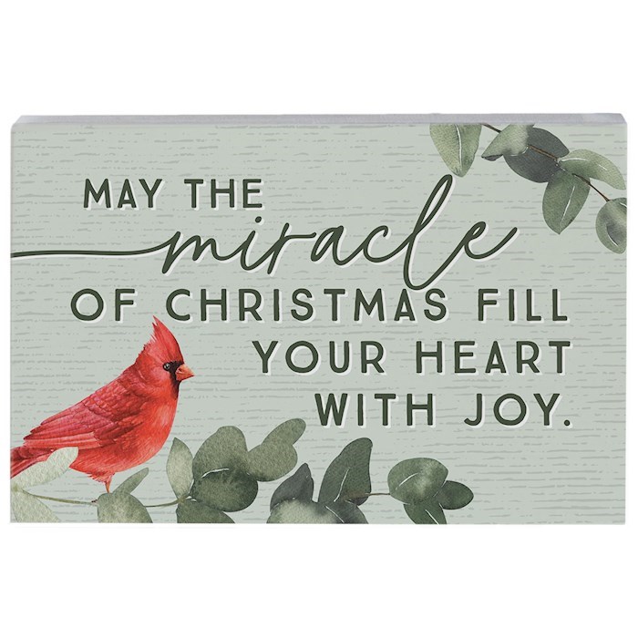 81771X May The Miracle Of Christmas Fill Cardinal Small Talk Rectangle Wall Decor - 5.25 x 3.5 in.