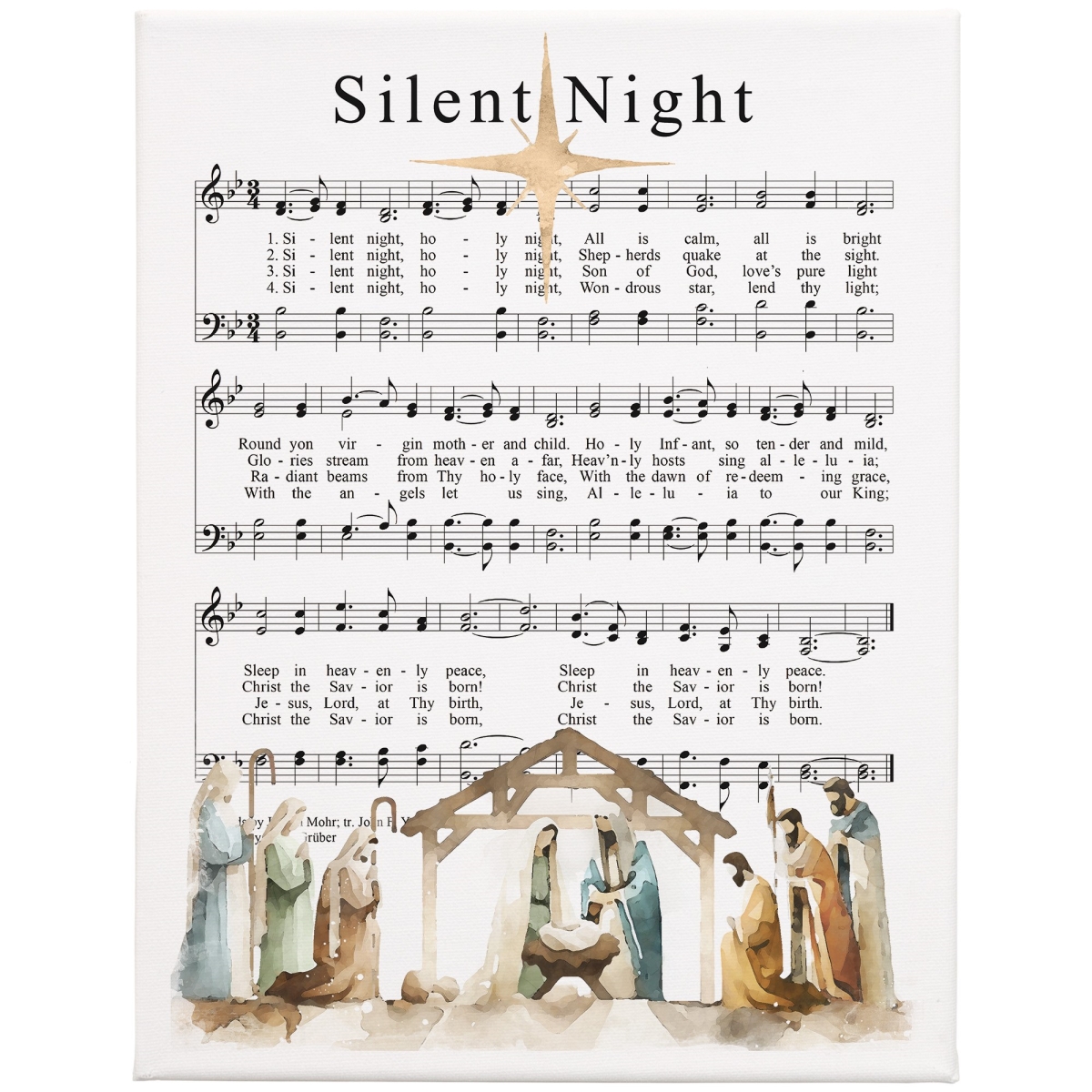 817746 Silent Night Hymn Wrapped Canvas - 9 x 12 in.