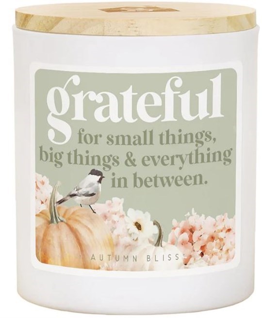 81722X Grateful for Small Things Big Autumn Bliss Scent Candle with Bamboo Lid - 11 oz