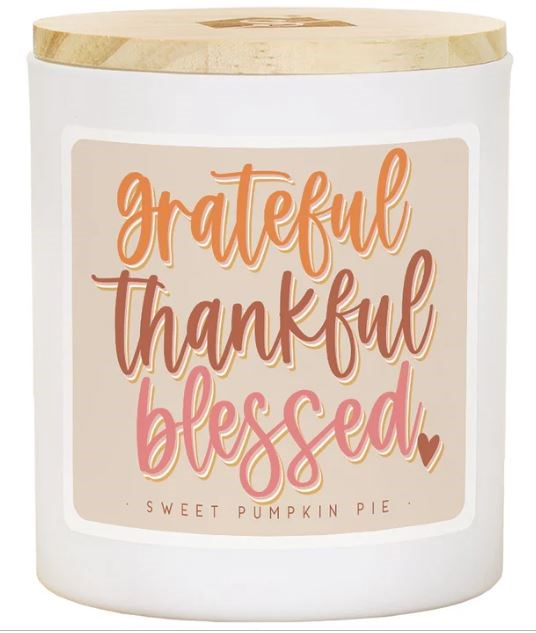 817237 2 Wick Grateful Thankful Blessed Sweet Pumpkin Pie Scented Candle - 11 oz