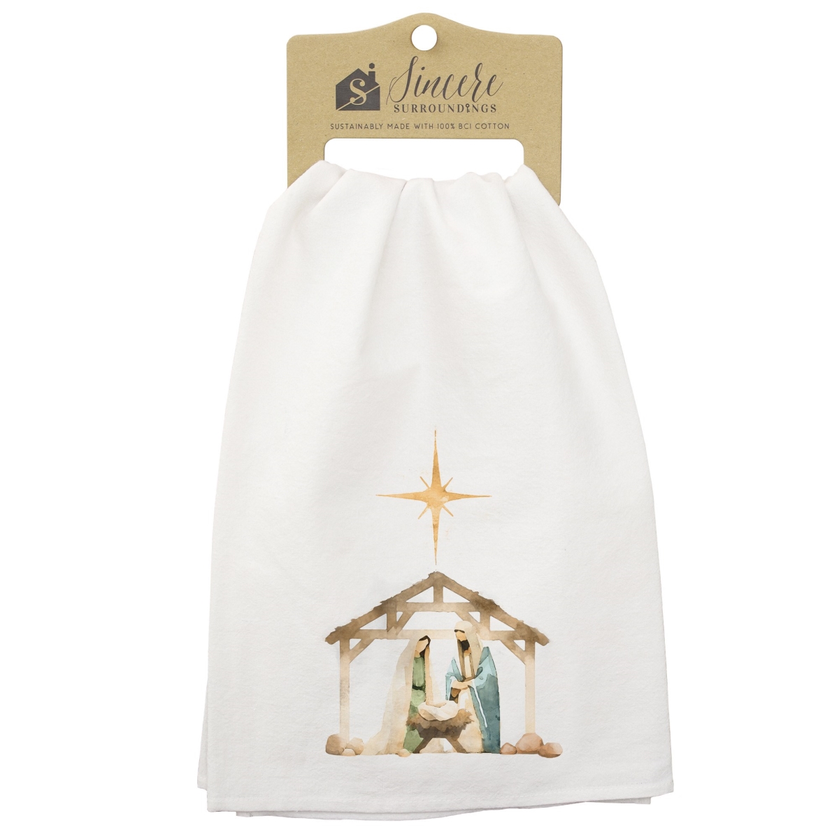 817737 Watercolor Nativity Stable Tea Towel - 29 x 29 in.