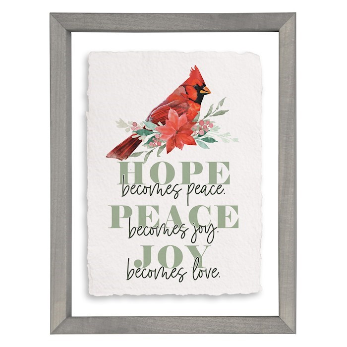817685 Hope Peace Joy Cardinal Floating Rectangle Art - 11.25 x 14 in.