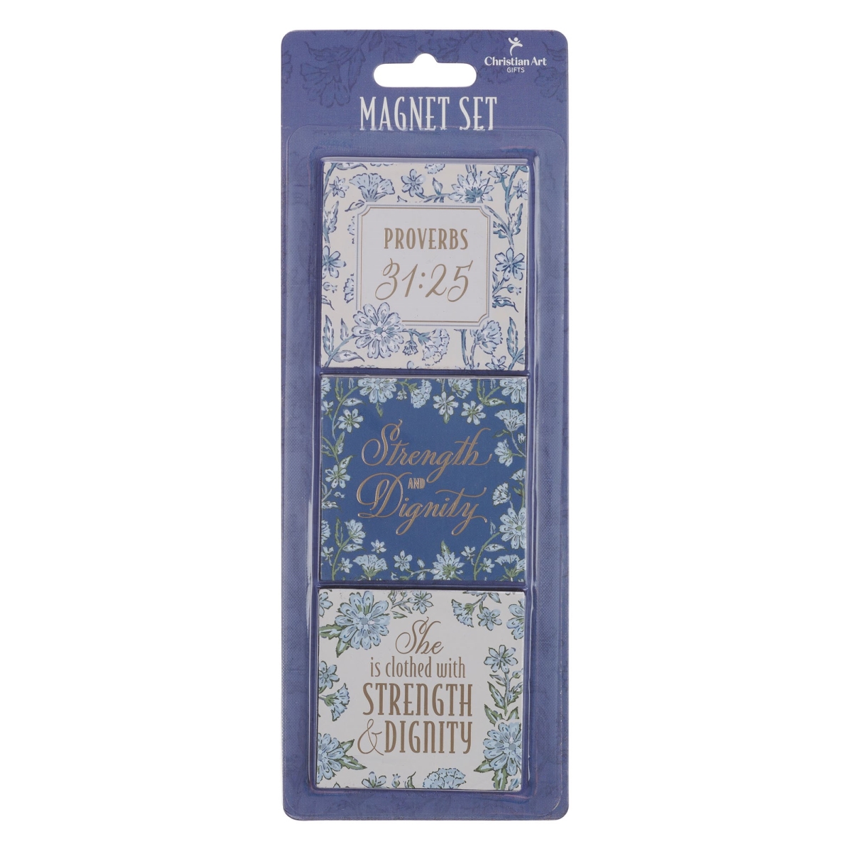 808527 Floral Strength & Dignity Prov. 31-25 Magnet Set, Blue - 3 Piece