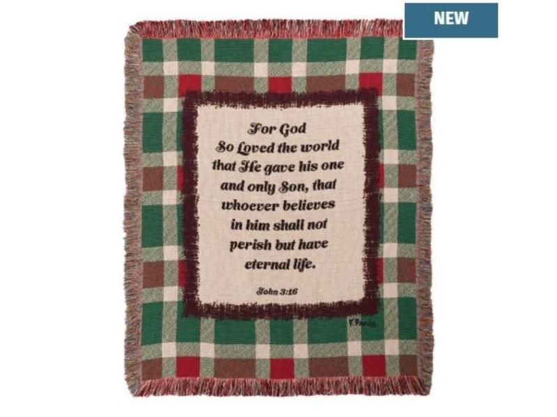 800857 50 x 60 in. John 3-16 Holiday Plaid Tapestry Throw