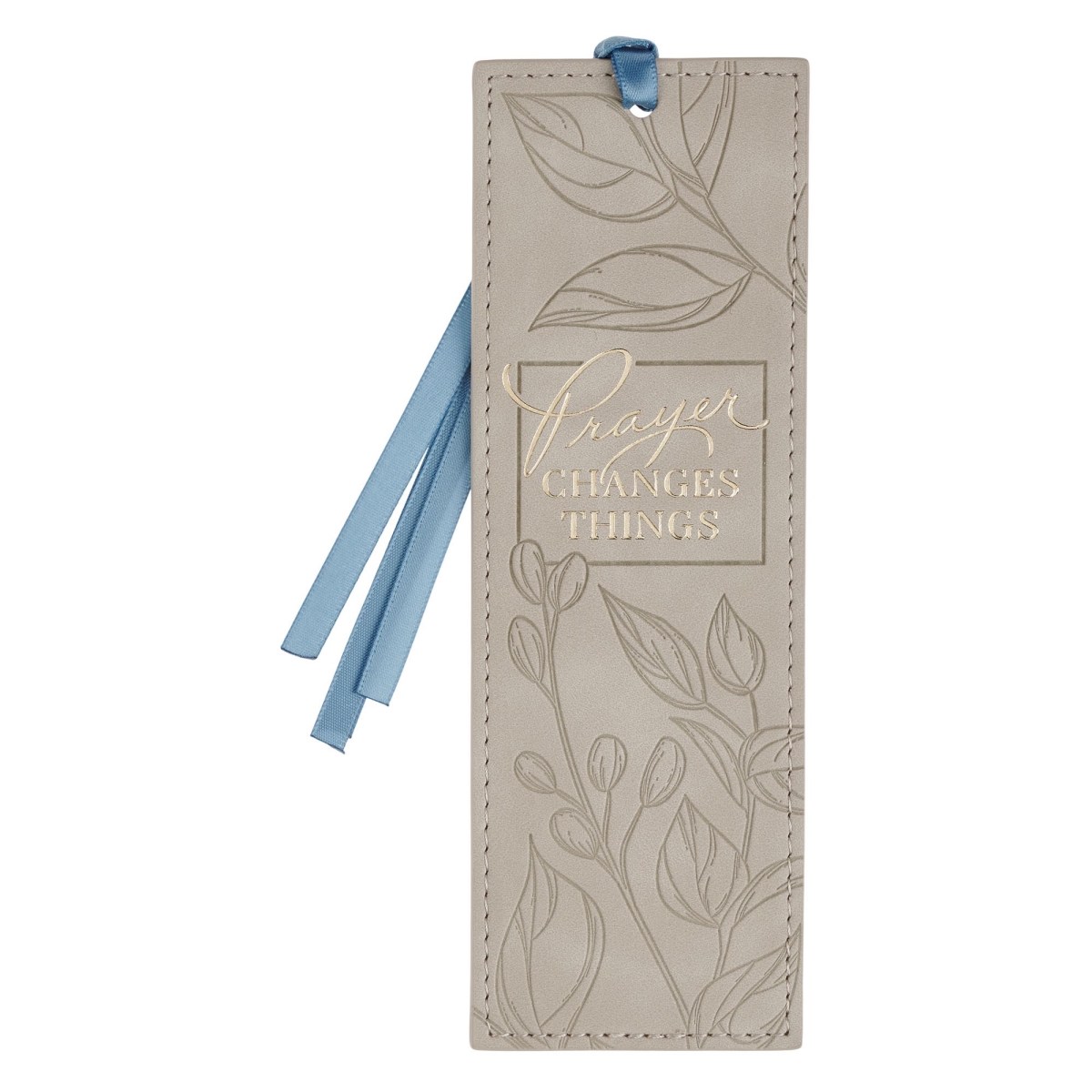 800172 Prayer Changes Things Taupe Faux Leather Bookmark