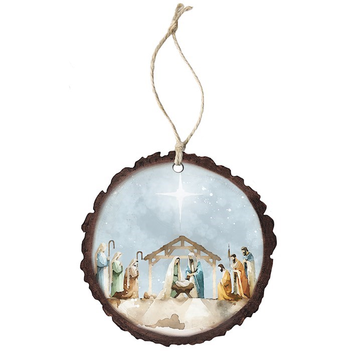 825641 Watercolor Nativity Blue Ornament - 4 x 7.5 in.