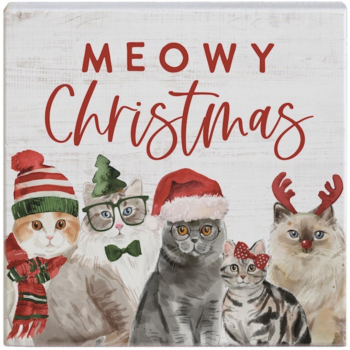 817770 Meowy Christmas Small Talk Square Wall Decor - 5.25 x 5.25 in.