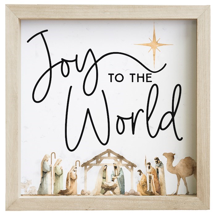 817718 Joy to the World Nativity Rustic Frame Wall Decor - 10 x 10 in.