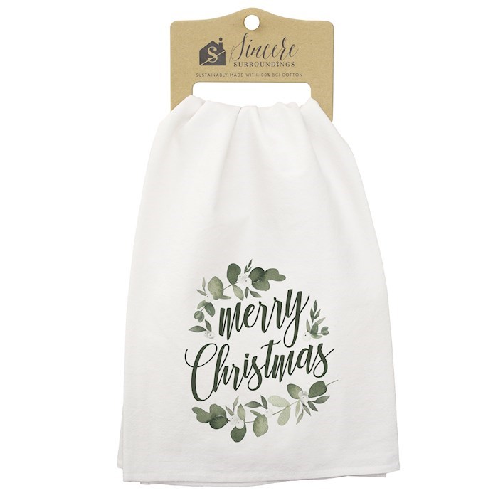 81773X Merry Christmas Greenery Tea Towel - 29 x 29 in.