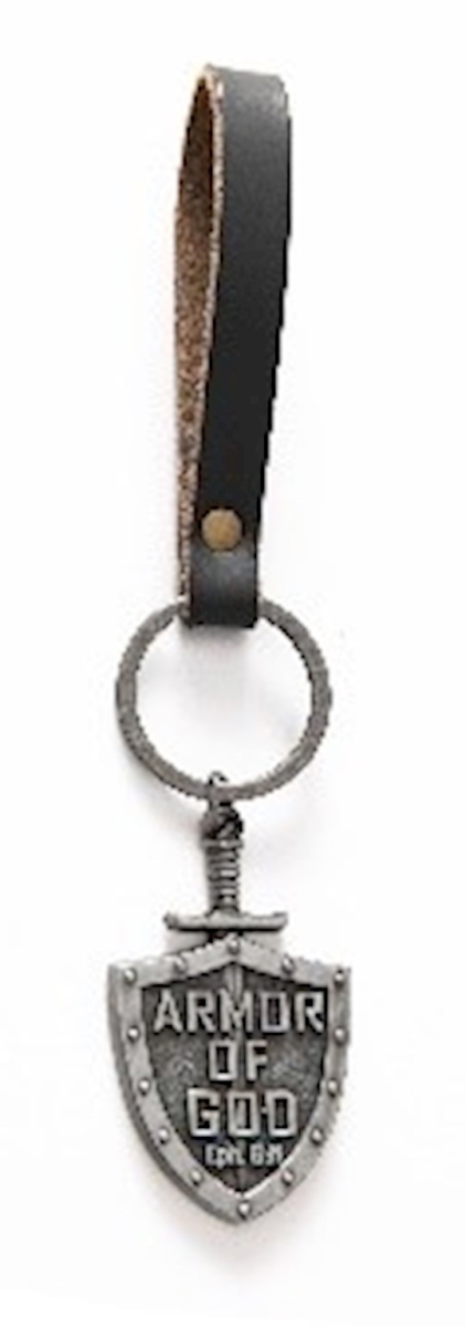 351511 Armor of God Pewter Key Chain with Leather Strap