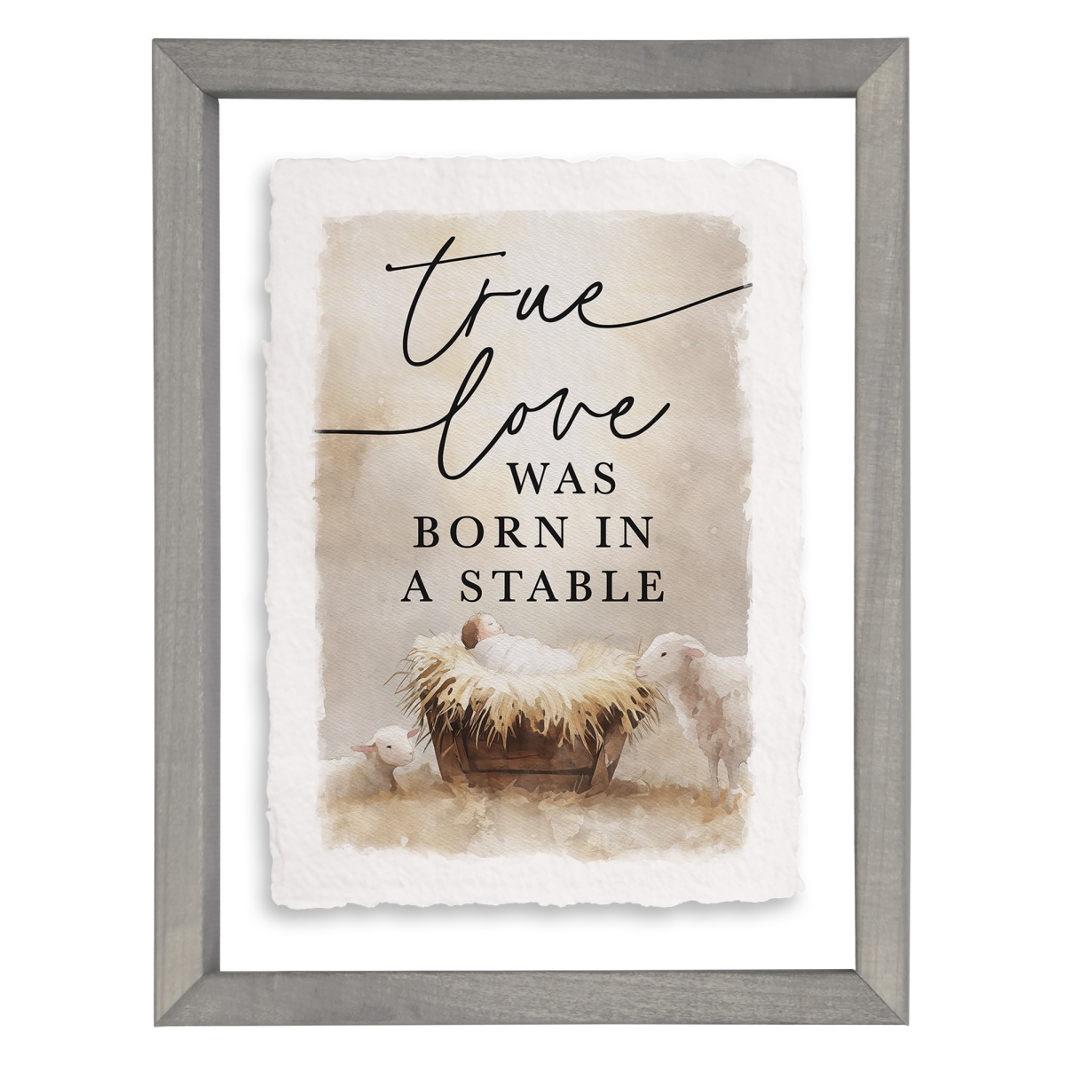 817686 14 x 11 in. True Love Was Born In A Stable Floating Art Rectangle