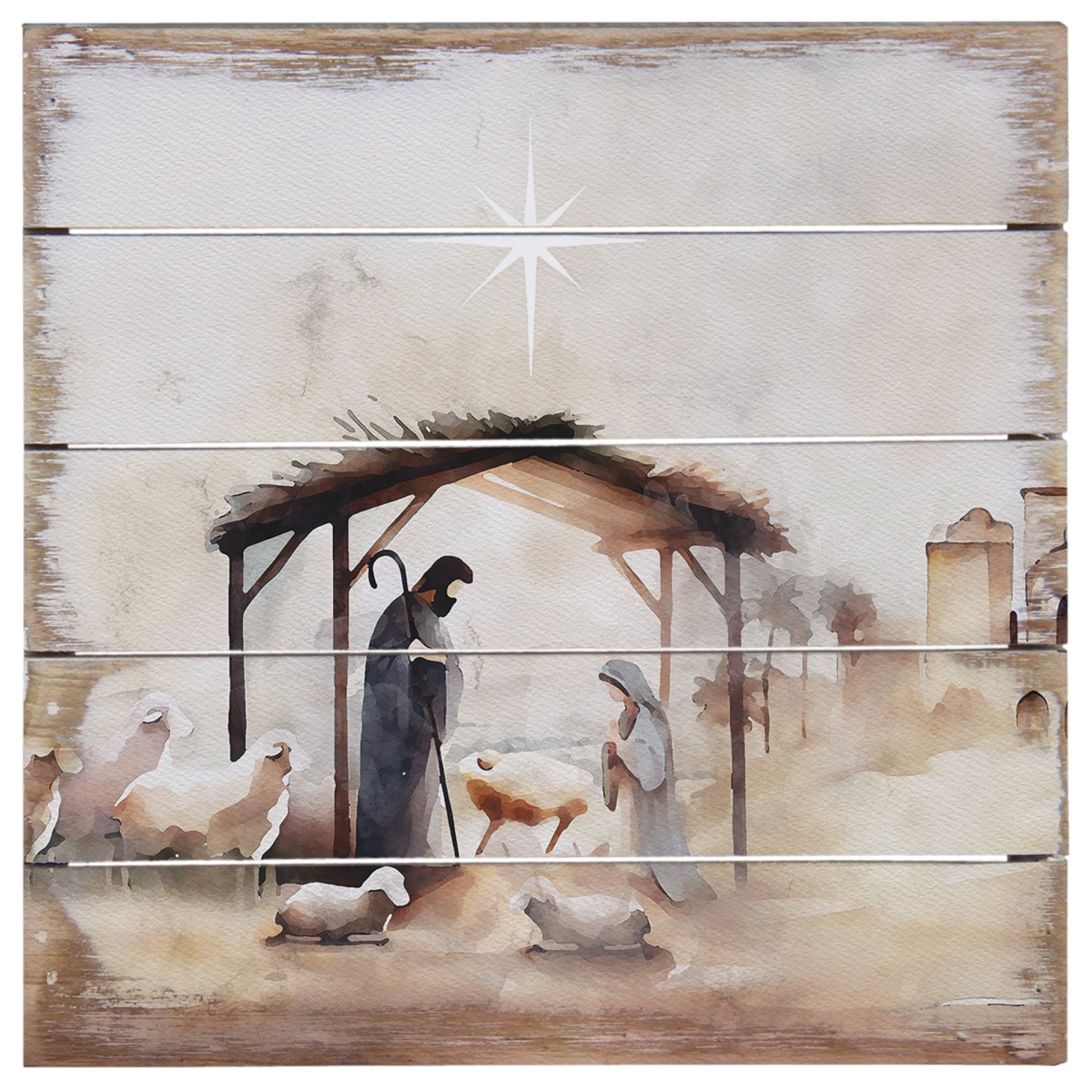 41380X Nativity Scene Pallet Art - 8 x 8 in.