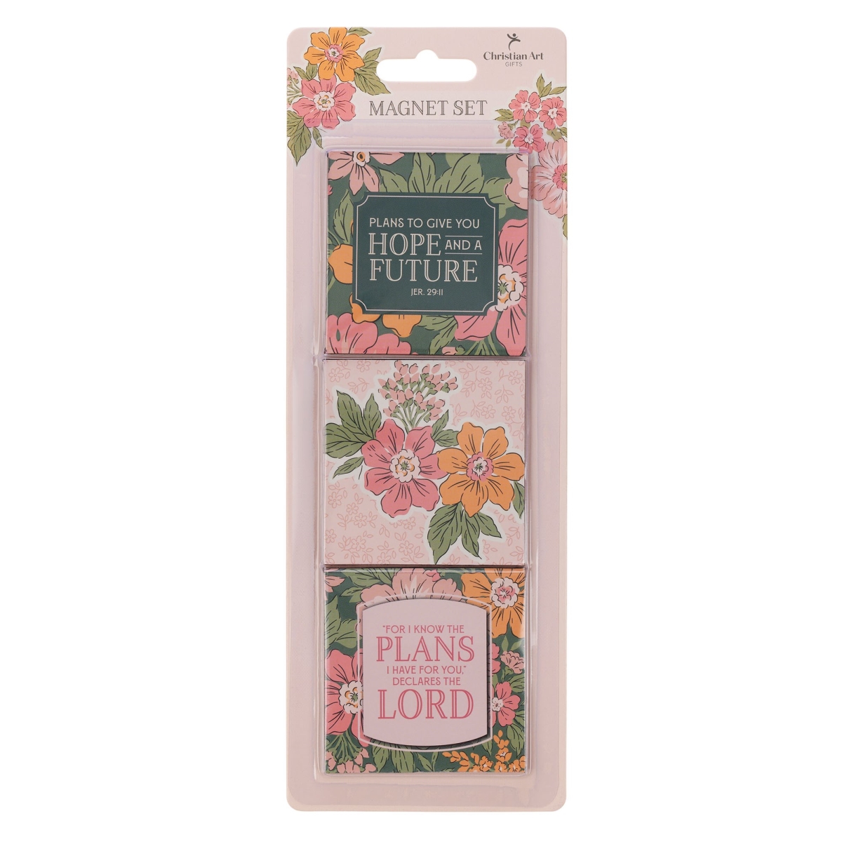 808526 Floral Hope & A Future Jer. 29-11 Magnet Set, Pink - 3 Piece