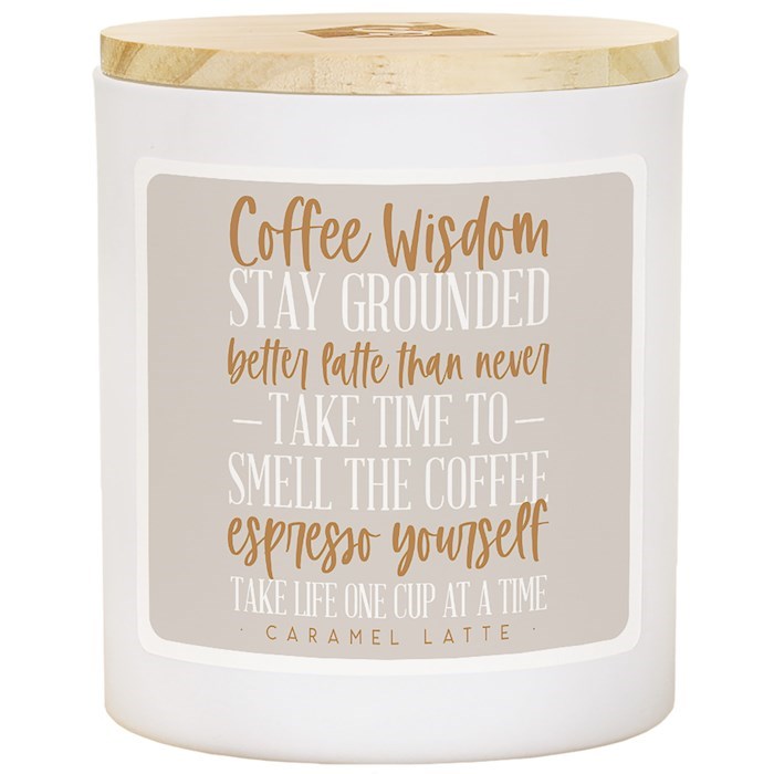 817768 Coffee Wisdom Stay Grounded Caramel Latte Scent Soy Candle - 11 oz