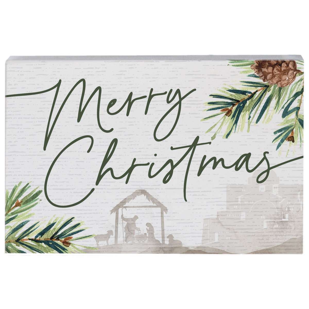 817720 Merry Christmas Nativity Small Talk Rectangle Wall Decor - 5.25 x 3.5 in.