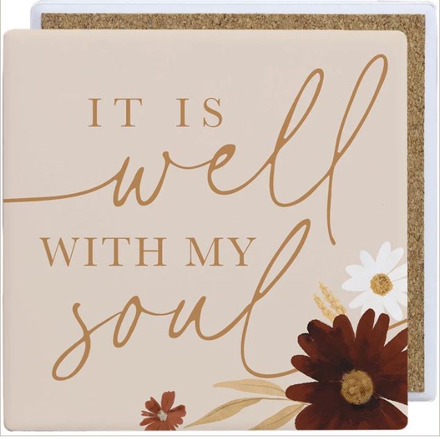 817274 It is Well with My Soul Fall Floral Square Coaster - 3.75 x 3.75 in.