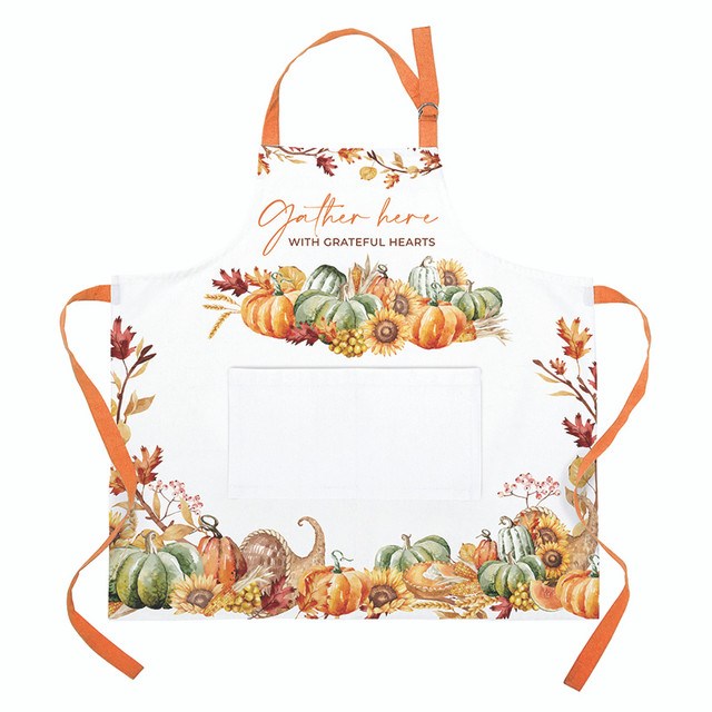822763 31.5 x 28 in. Gather Here with Grateful Hearts Apron - Cotton Canvas