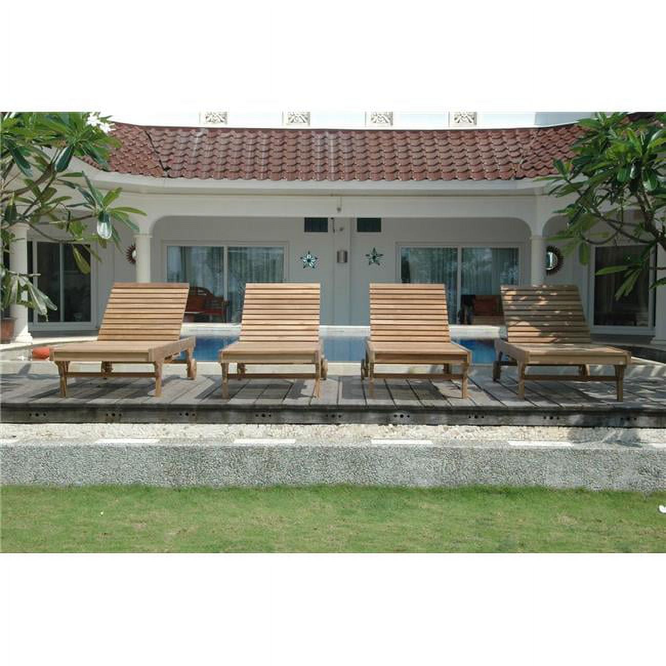 Picture of Anderson Teak Set SL-071 Capri Sun Lounger Adjusted Back & Side Tray - Pack of 4