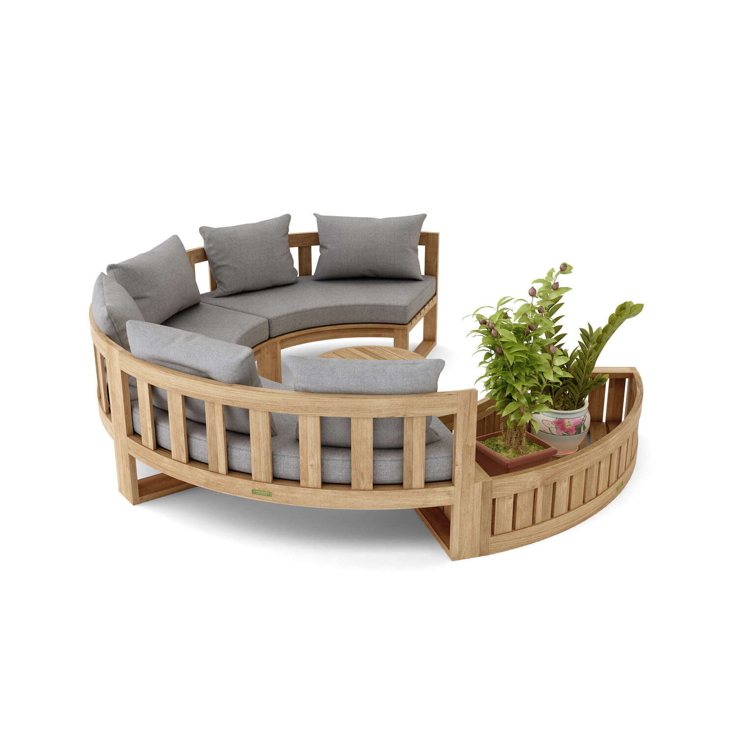 Picture of Anderson Teak SET-808 Circular Modular Deep Seating Set, Natural Smooth Well Sanded