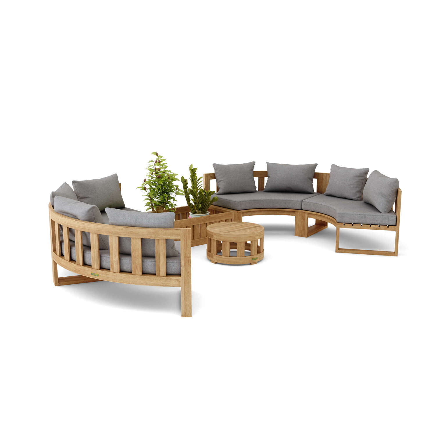 Picture of Anderson Teak SET-809 Circular Modular Deep Seating Set, Natural Smooth Well Sanded