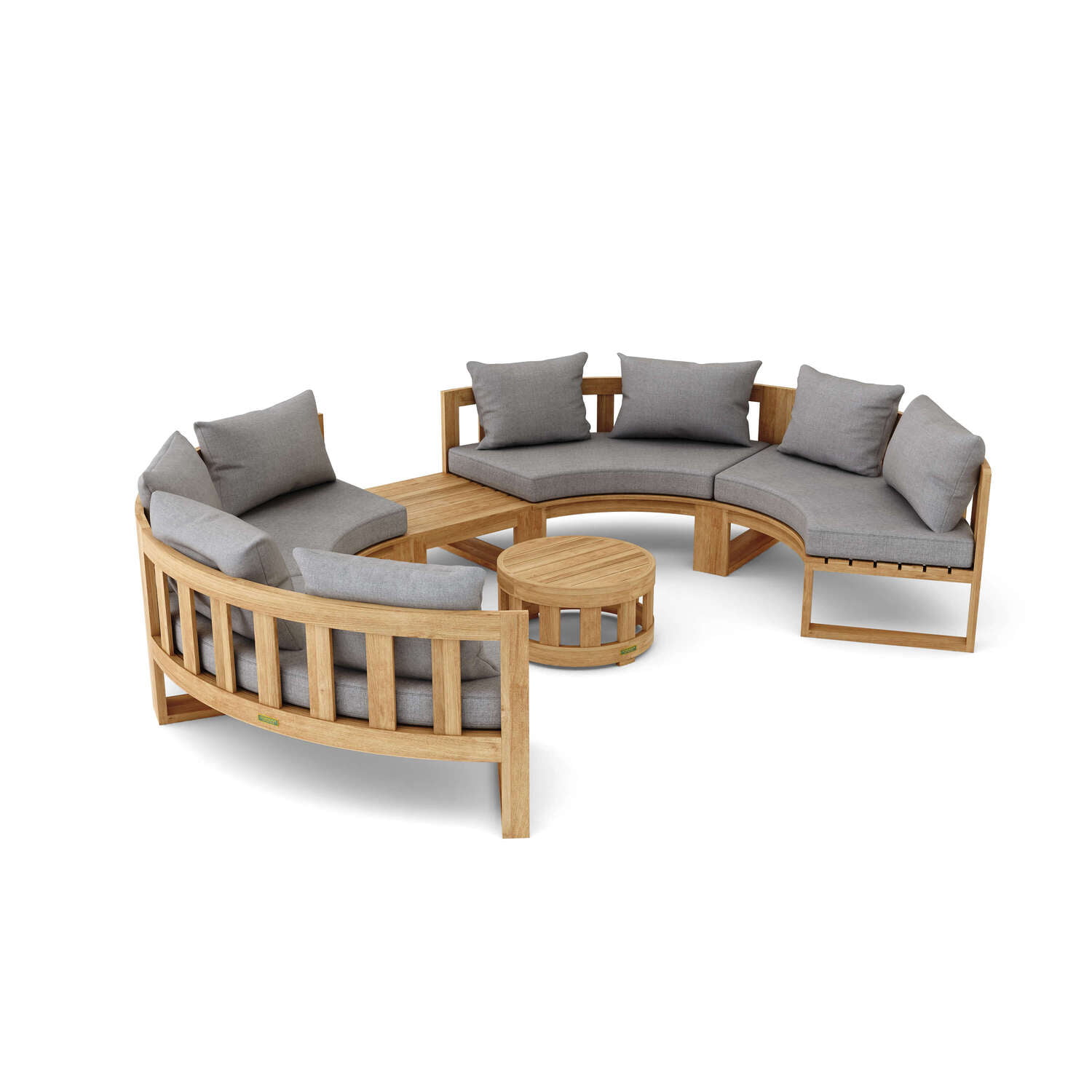 Picture of Anderson Teak SET-811 Circular Modular Deep Seating Set, Natural Smooth Well Sanded