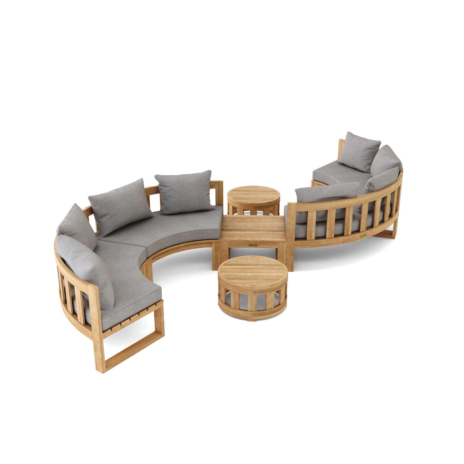 Picture of Anderson Teak SET-813 Circular Modular Deep Seating Set, Natural Smooth Well Sanded