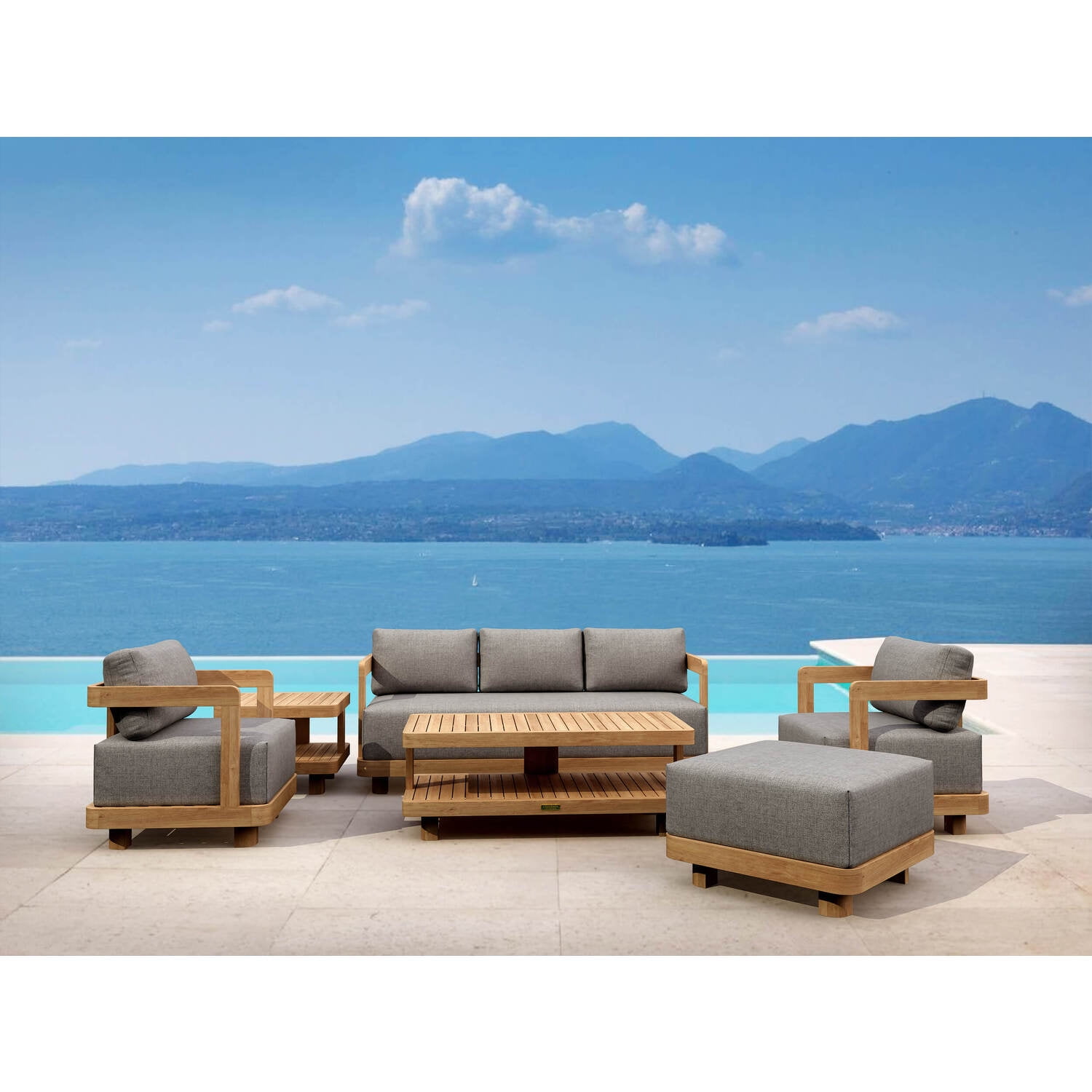 Picture of Anderson Teak SET-901 Granada Deep Seating Set, Natural Smooth Well Sanded - 6 Piece