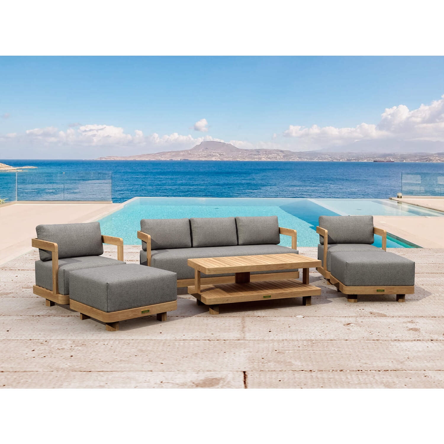 Picture of Anderson Teak SET-903 Granada Deep Seating Set, Natural Smooth Well Sanded - 6 Piece