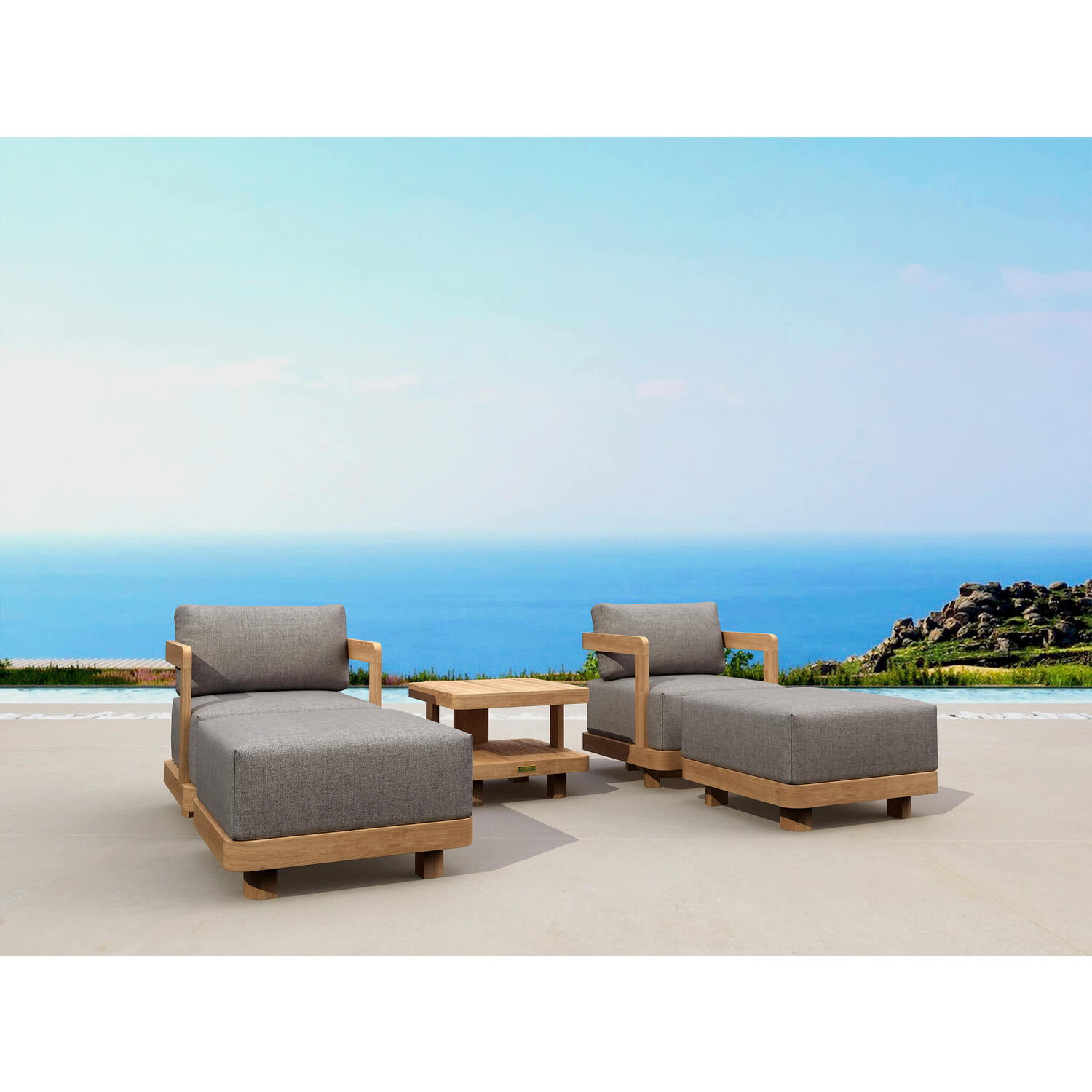 Picture of Anderson Teak SET-905 Granada Deep Seating Set, Natural Smooth Well Sanded - 5 Piece