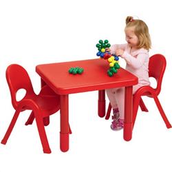 Picture of Angeles AB715202PR 24 x 24 in. MyValue Kids Square Writing Table with 20 in. Legs with 2-11 in. Chairs&#44; Candy Apple Red - Set of 2