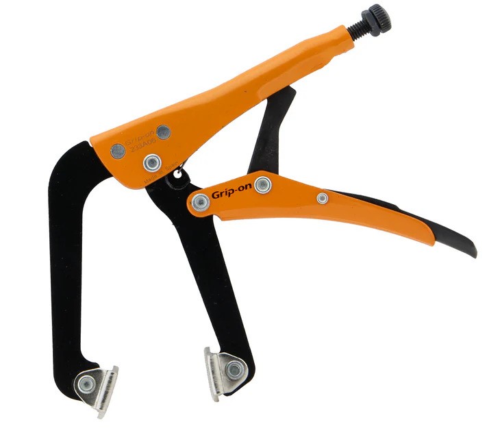 GR233A06 6 in. Angled Self-Adapting Jaws Locking Pliers with Swivel Tips - Orange Epoxy