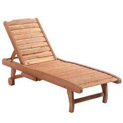 Picture of 212 Main 84B-164 Outdoor Wooden Chaise Lounge Chair with 3-Position Backrest&#44; Brown Red