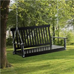 84A-154BK 46.75 x 25.5 x 24 in. 2-Seater Hanging Outdoor Patio Swing Chair, Black