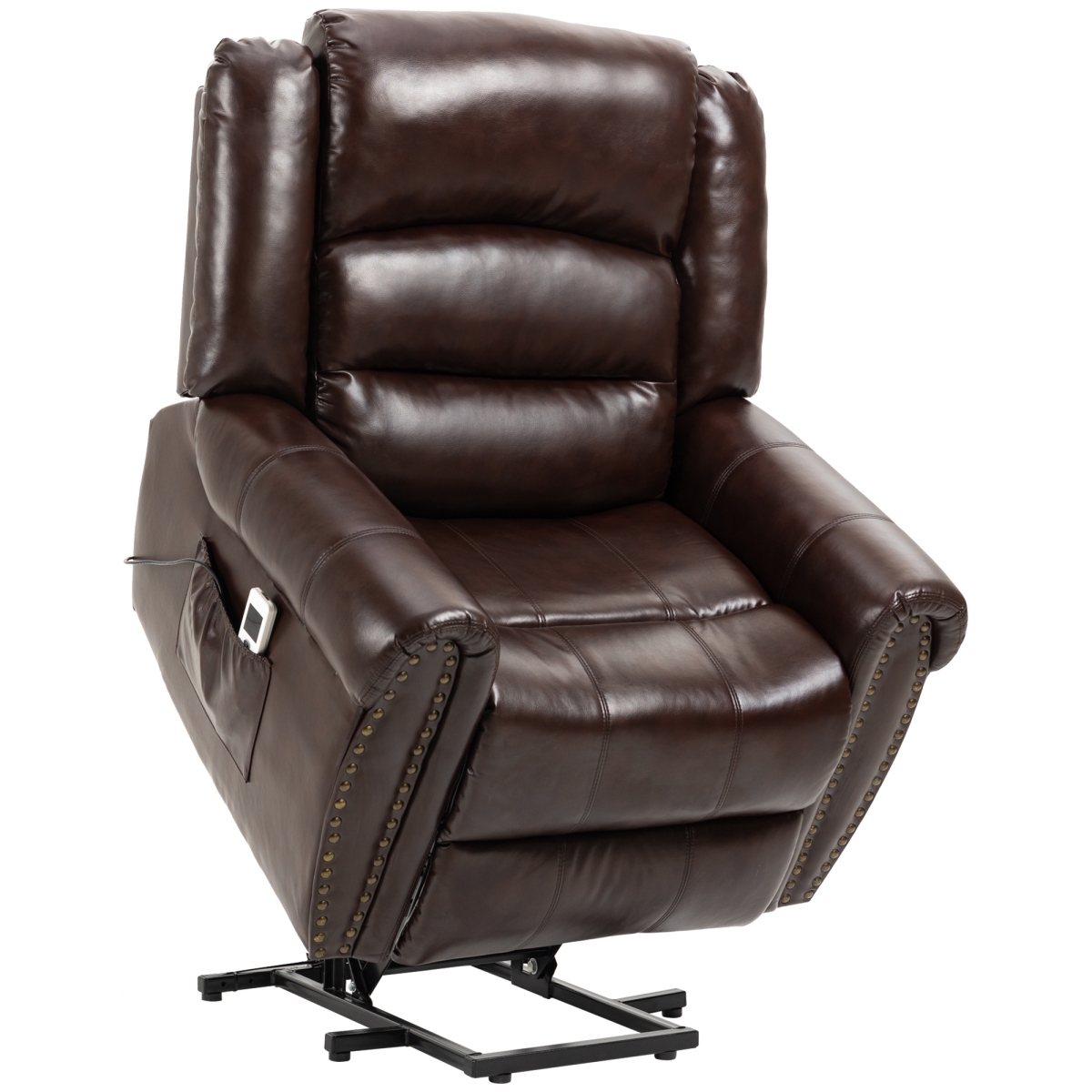 Picture of 212 Main 713-132V80BN Homcom Dual Motor Electric Power Lift Recliner Chair for Elderly with Massage&#44; PU Leather Reclining Chair with Remote Control & USB Interface&#44; Brown
