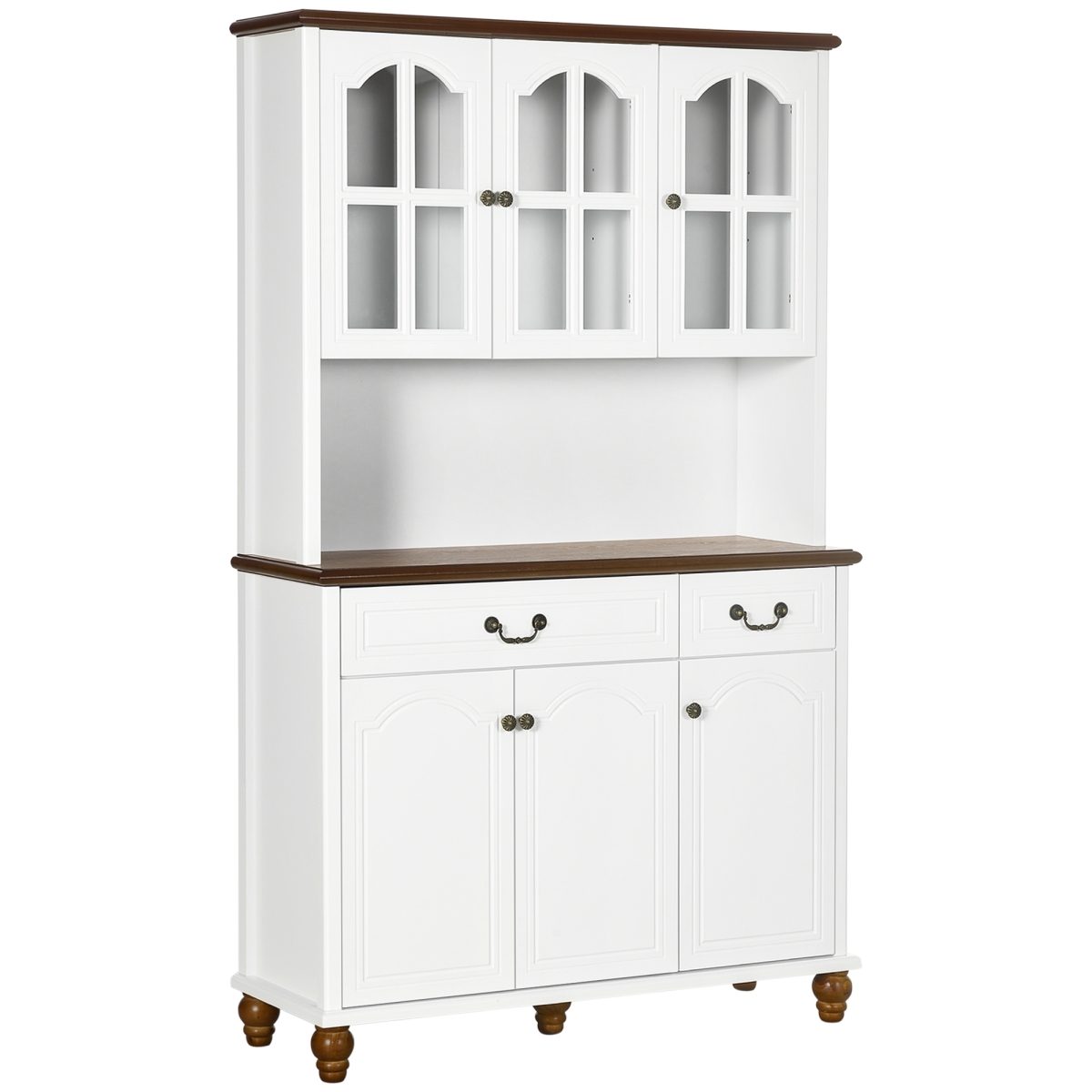 Picture of 212 Main 835-930V00WT Homcom Kitchen Hutch Cabinet&#44; Freestanding Pantry with 6 Doors&#44; 2 Drawers & 3-Level Adjustable Shelves&#44; White