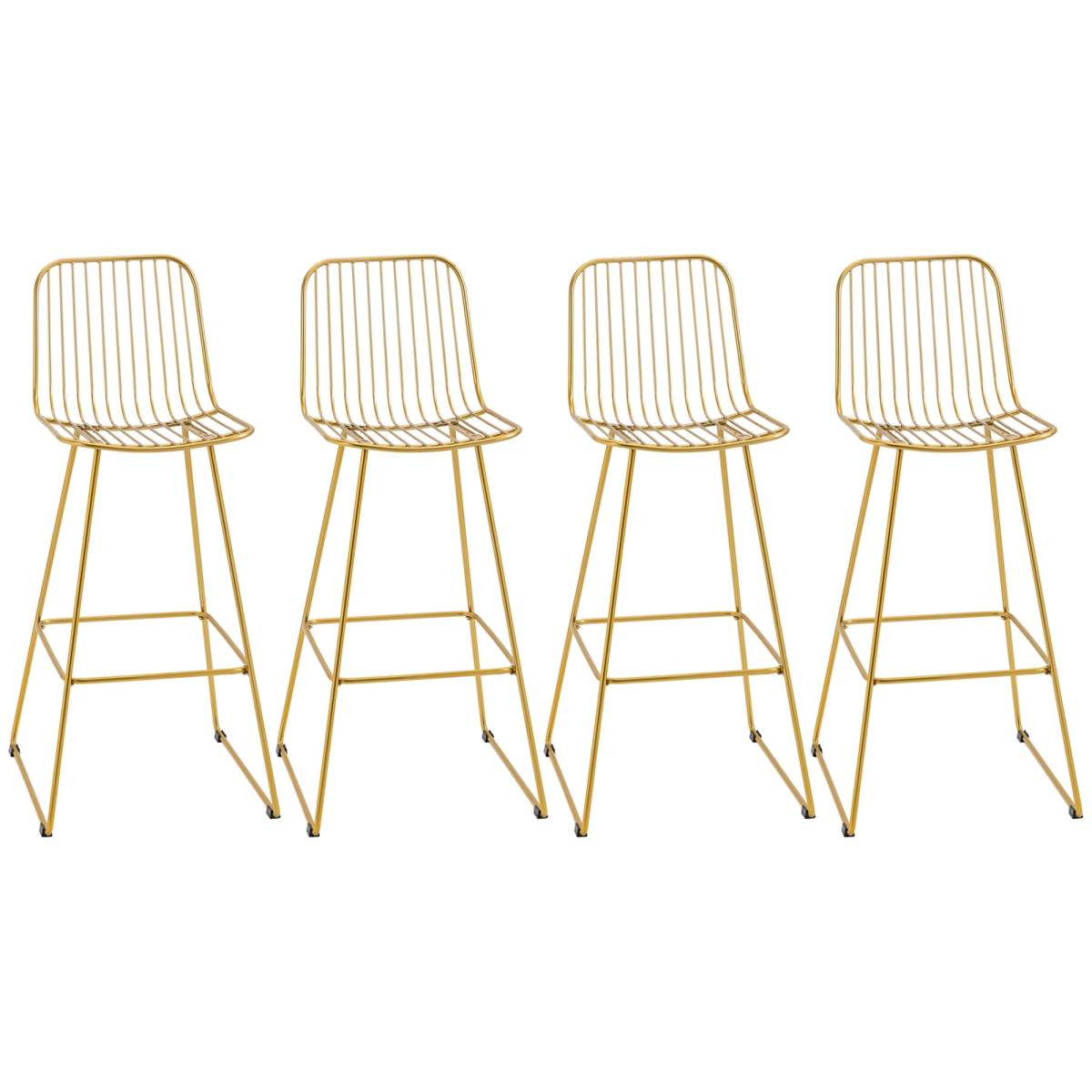Picture of 212 Main 835-P094 Homcom Modern Bar Stools&#44; Metal Wire Bar Height Barstools&#44; 30 in. Seat Height Bar Chairs for Kitchen with Back & Footrest&#44; Gold - Set of 4