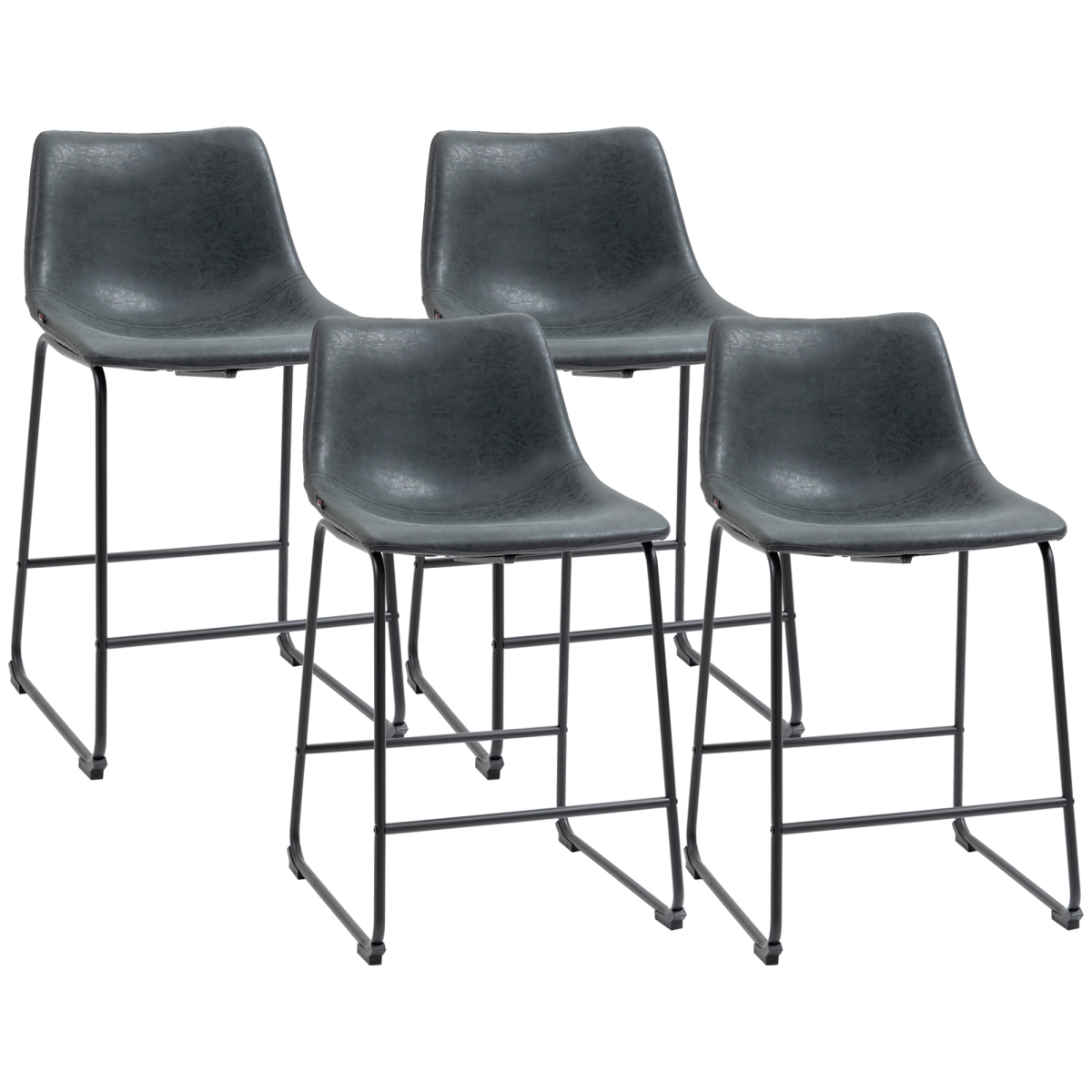Picture of 212 Main 835-P100 Homcom Counter Height Bar Stools&#44; Vintage PU Leather Barstools with Footrest for Dining Room&#44; Home Bar & Kitchen&#44; Black - Set of 4