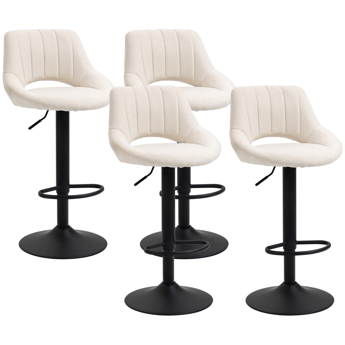Picture of 212 Main 835-P105 Homcom Modern Bar Stools&#44; Swivel Bar Height Barstools Chairs with Adjustable Height&#44; Round Heavy Metal Base & Footrest&#44; Cream & White - Set of 4