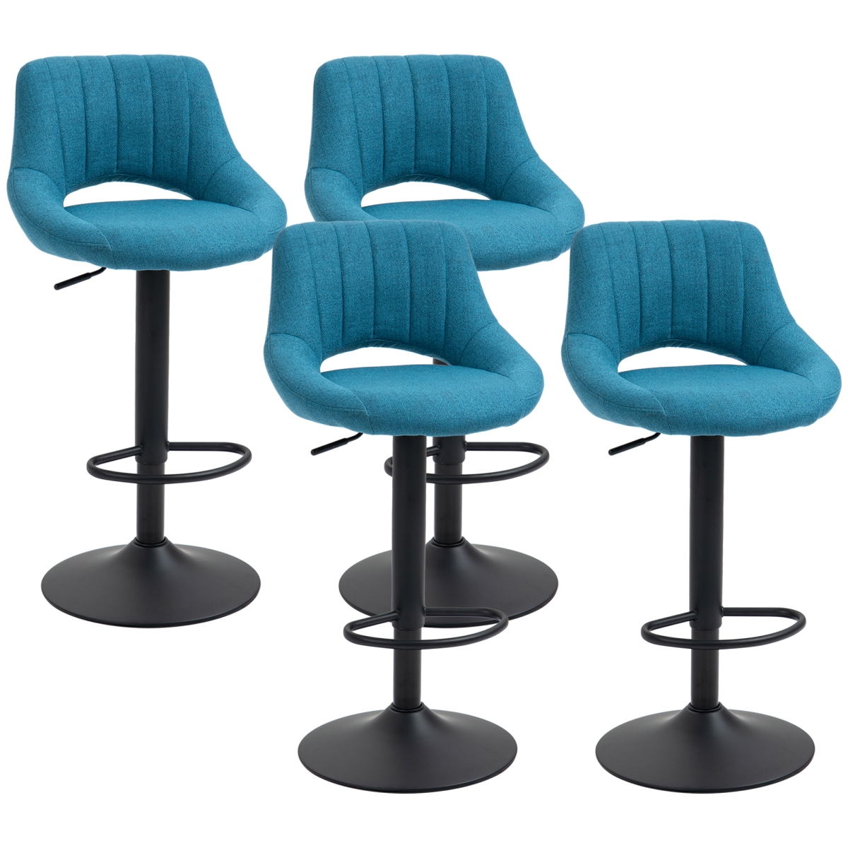 Picture of 212 Main 835-P106 Homcom Modern Bar Stools&#44; Swivel Bar Height Barstools Chairs with Adjustable Height&#44; Round Heavy Metal Base & Footrest&#44; Blue - Set of 4