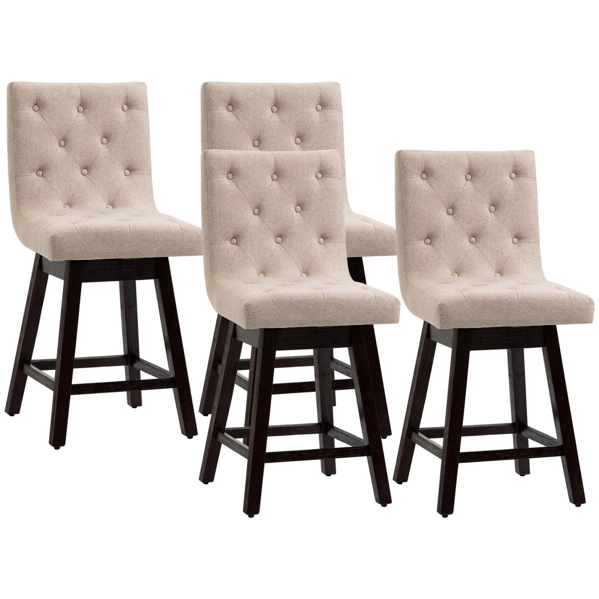 Picture of 212 Main 835-P118 Homcom Counter Height Bar Stools&#44; Swivel Bar Chairs&#44; 25.5 in. High Fabric Tufted Breakfast Barstools for Kitchen&#44; Beige - Set of 4