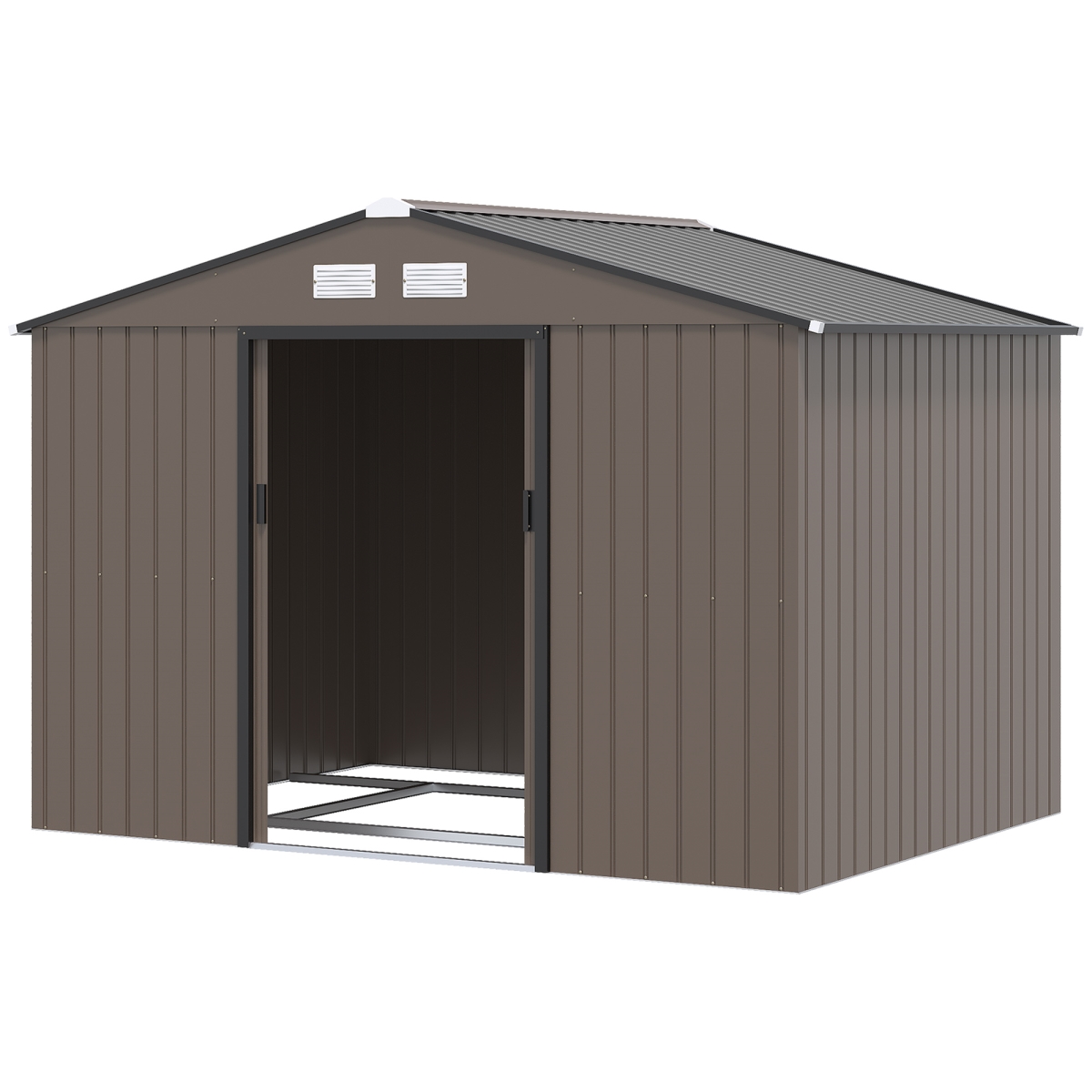 Outdoor Garden Storage Shed - Brown - 9 x 6 ft. - Durable Steel Construction