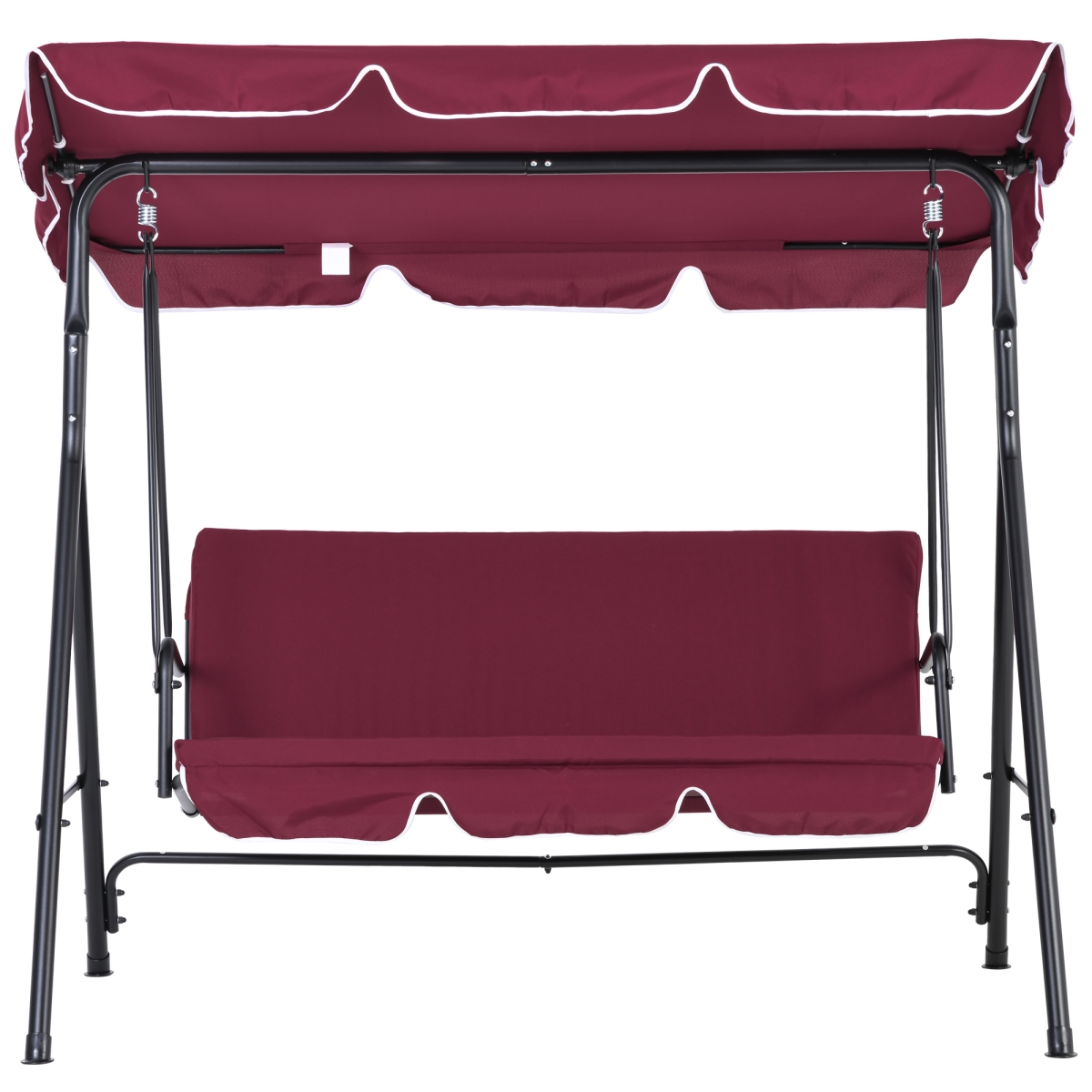 Outdoor Patio Swing Chair - Beige - 3-Seater - Adjustable Canopy