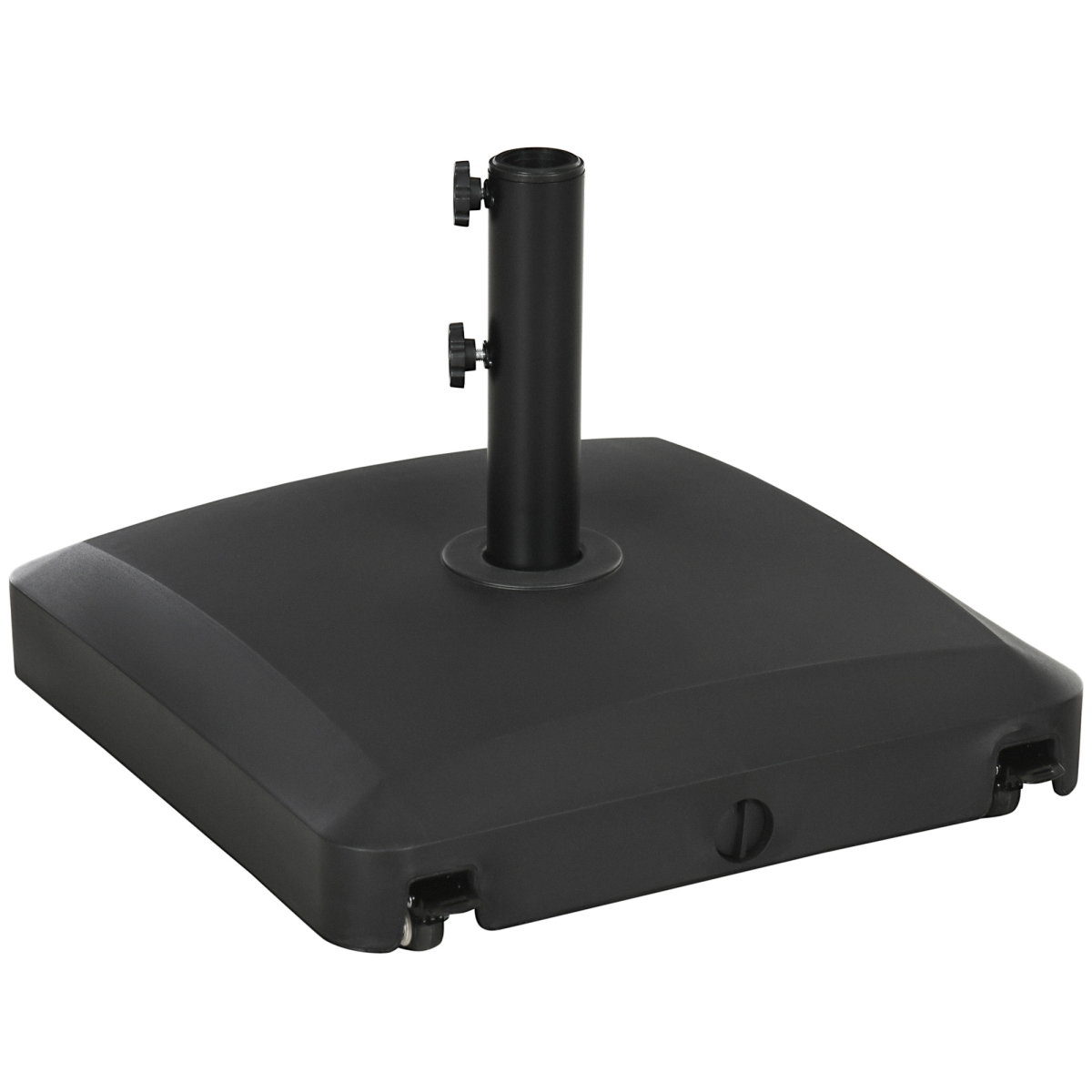 84D-248V00BK Outsunny Patio Umbrella Base with Wheels, 53 lbs Water & 66 lbs Sand Filled, Heavy Duty Outdoor Umbrella Stand Holder, Black