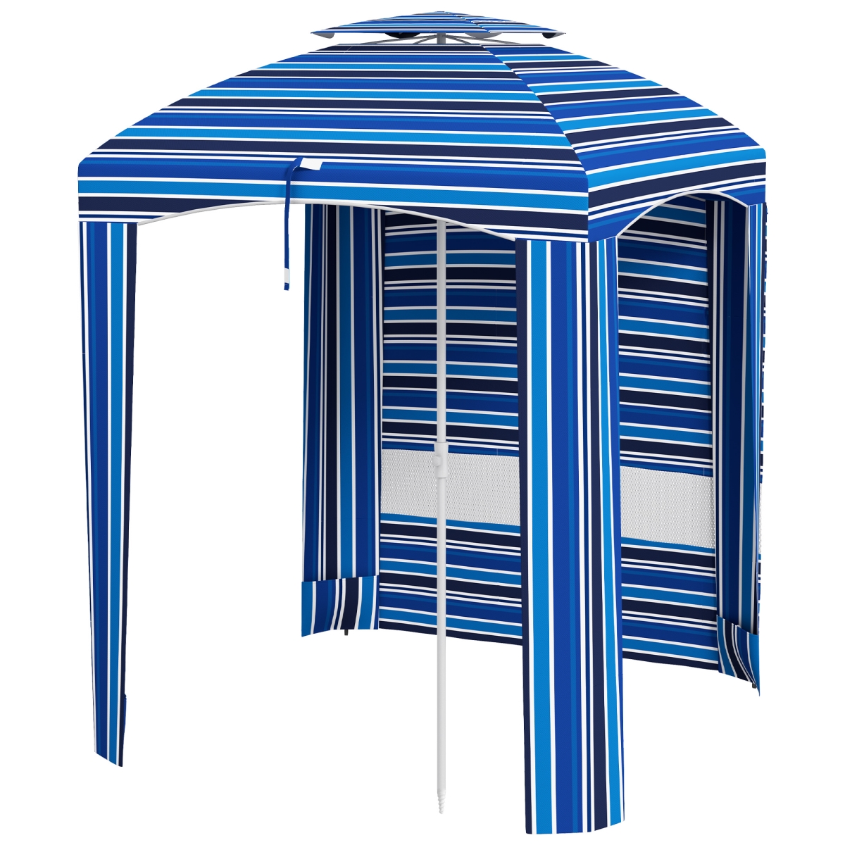 Outsunny Travel Cabana Umbrella - Blue Stripes - 5.8 ft - Portable Design