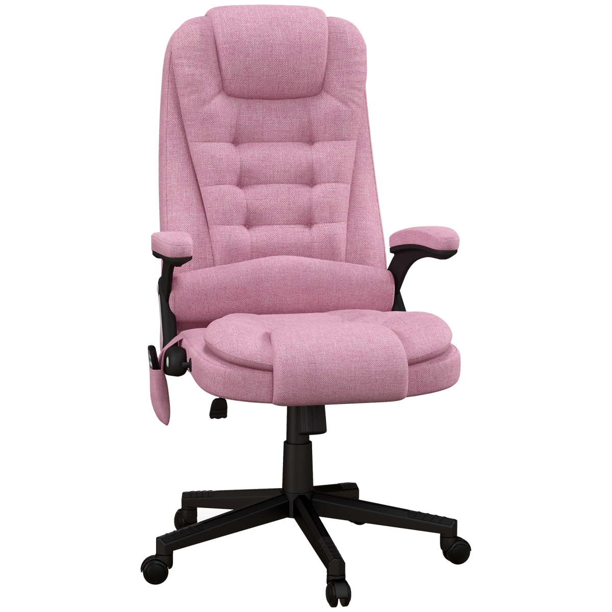 Picture of 212 Main 921-171V84PK Linen High Back Office Desk Chair&#44; Reclining Backrest&#44; Padded Armrests & Remote Homcom 6 Point Vibrating Heated Massage Office Chair&#44; Pink